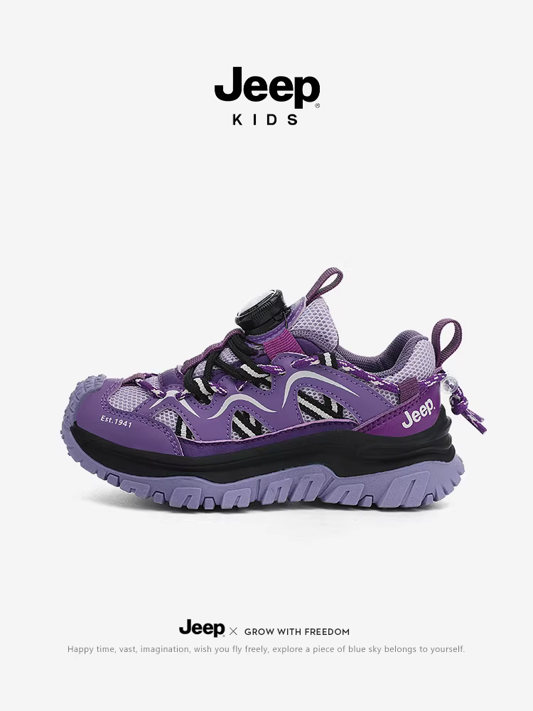 Giày lưới trẻ em Jeep dành cho bé gái, giày thể thao đế mềm thoáng khí, giày lưới khóa xoay công chúa mùa thu 2025 dành cho bé gái