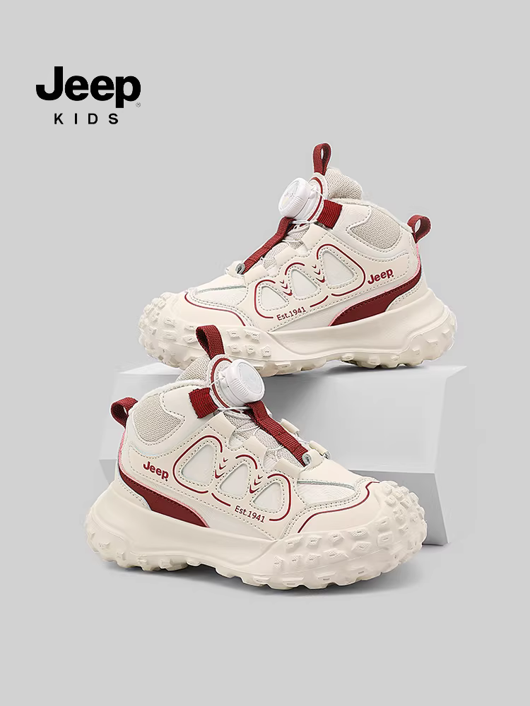 Giày thể thao trẻ em Jeep mùa đông, giày bông lót lông cừu, giày da cao cổ mới năm 2025 dành cho bé gái và bé trai