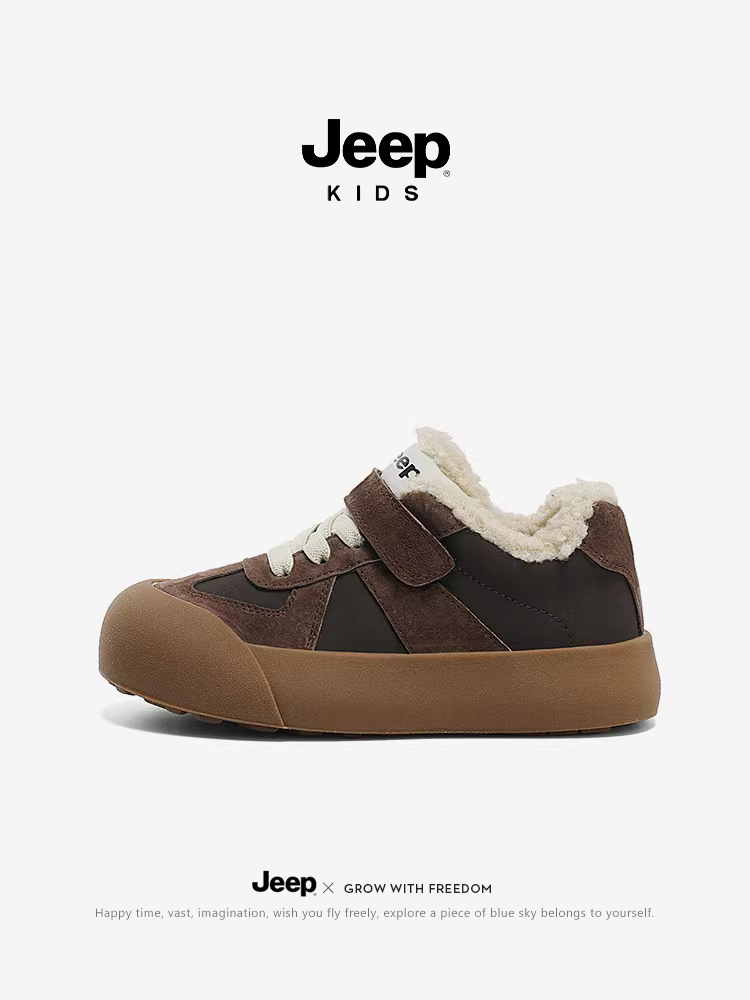 Giày trẻ em Jeep, giày cotton bé trai, giày cotton dày giữ ấm mùa đông, giày bệt trẻ em bé gái kiểu mới 2025