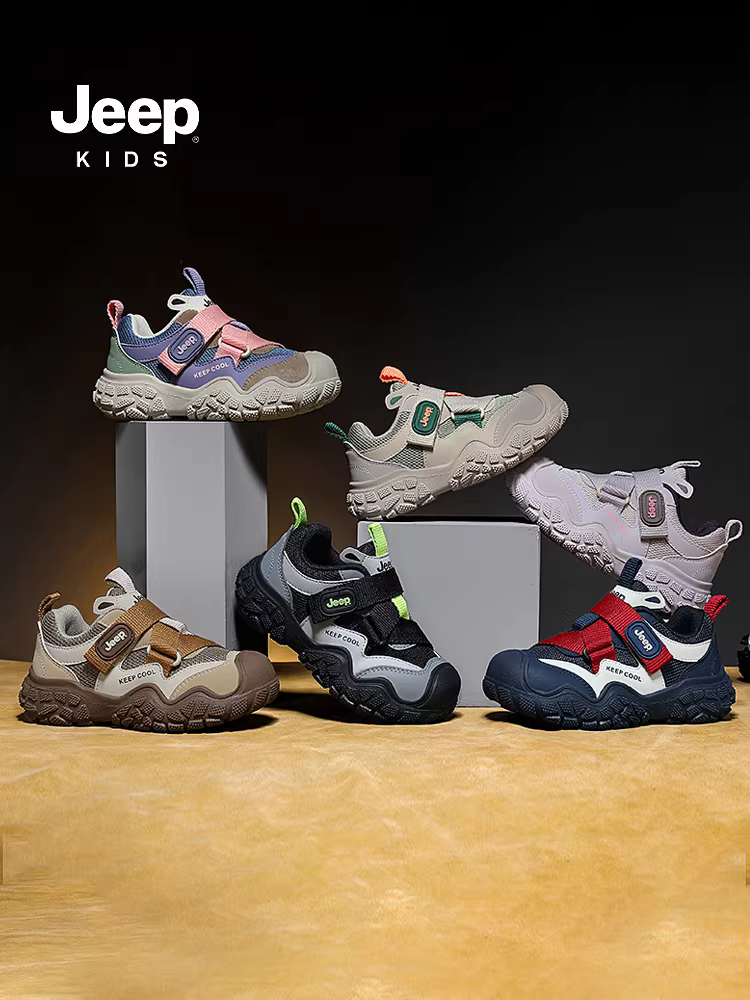Giày trẻ em Jeep, giày thể thao bé trai, kiểu dáng mới mùa thu 2025, giày chạy bộ trẻ em cỡ vừa và lớn, giày đi bộ ngoài trời cho trẻ em