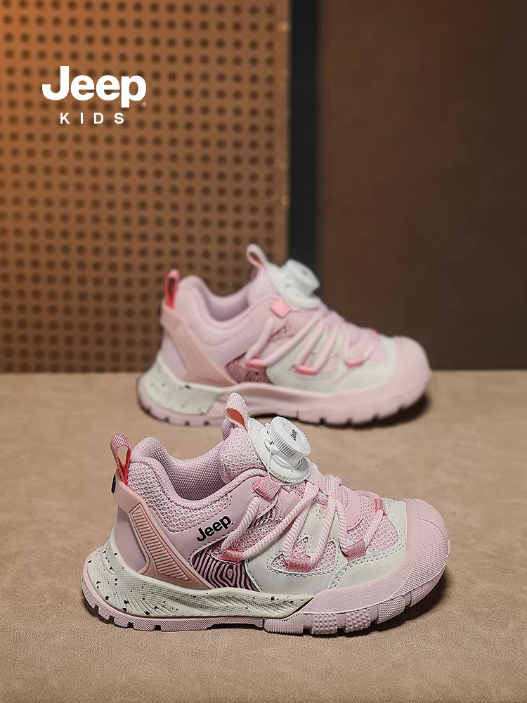 Giày thể thao lưới trẻ em Jeep đế mềm chống trơn trượt 2024 mới mùa xuân thu khóa cài giày nữ giày nữ