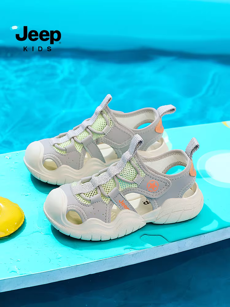 Giày trẻ em Jeep đế mềm, giày đi biển cho bé trai, giày trẻ tập đi, dép trẻ em mùa hè 2025 kiểu mới, mũi kín