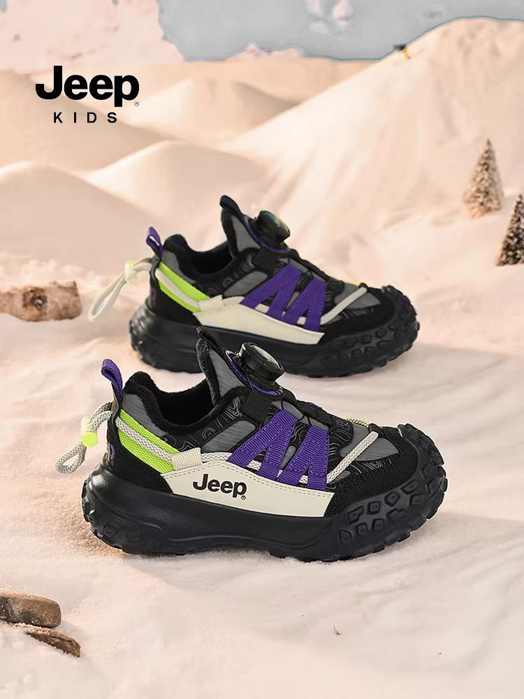 Giày trẻ em Jeep, giày đi bộ ngoài trời cho bé trai, giày thể thao chống trơn trượt cho bé gái, giày cotton lót lông mùa đông mới 2025