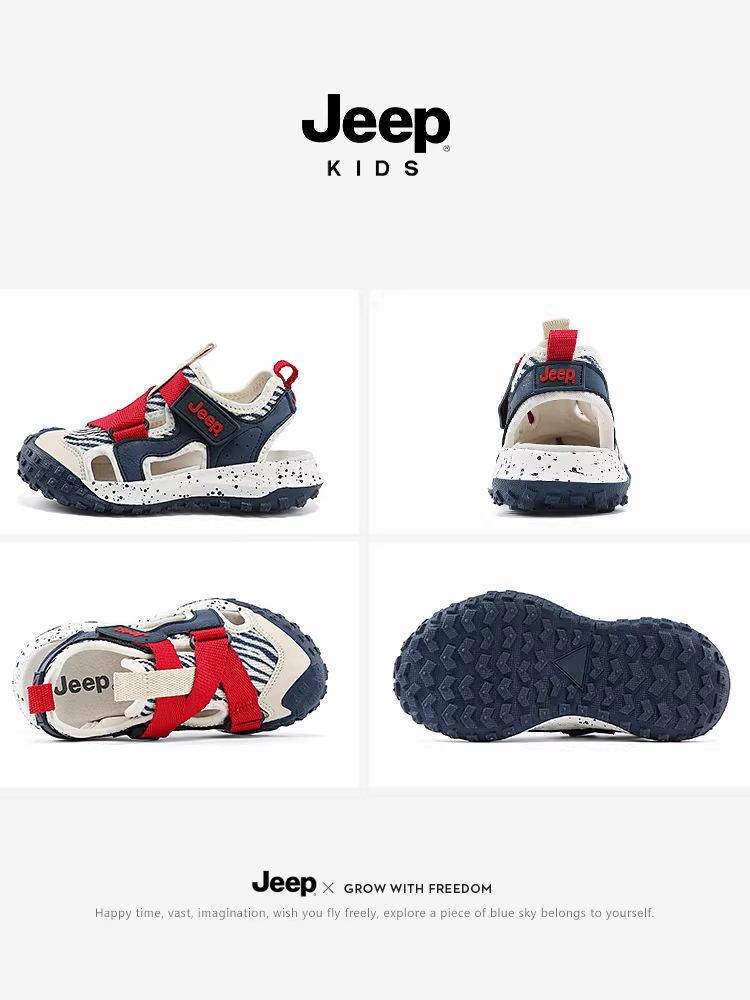 Dép thể thao trẻ em Jeep kiểu mùa hè, giày nước mũi kín, mẫu mới hè 2025, đế mềm, giày đi biển cho bé trai