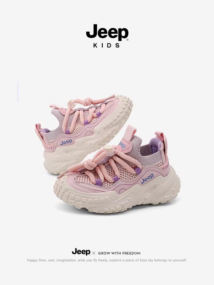 Giày trẻ em Jeep dành cho bé gái, giày lưới thoáng khí, kiểu lười, mẫu mới mùa xuân hè 2025, giày thể thao đi bộ ngoài trời
