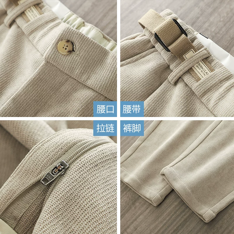 Quần âu nam chất liệu len dày kiểu retro Mỹ OMZM, quần ống côn dày dặn giữ ấm mùa đông, quần ống rộng dáng suông.