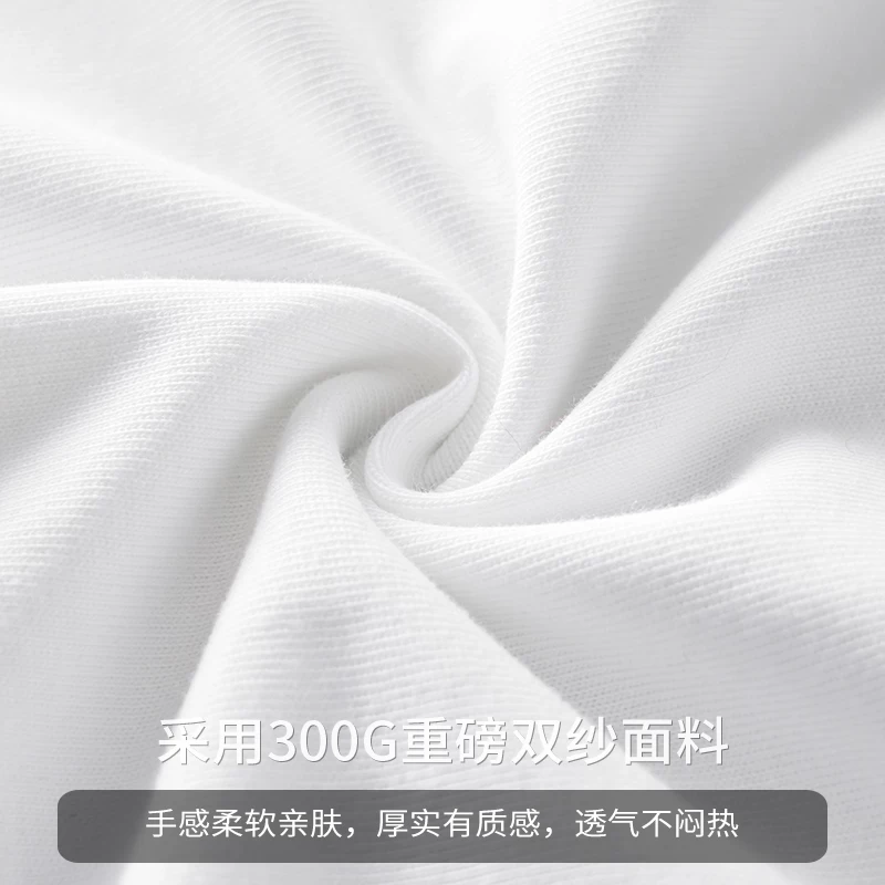 OMZM300G Áo thun cotton nguyên chất hạng nặng ngắn tay nam mùa hè phong cách Mỹ dáng rộng thoáng khí cổ tròn tay raglan áo thun màu trơn