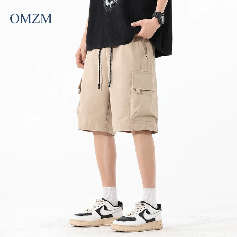 Quần short đi làm kiểu Mỹ OMZM dành cho nam, trang phục mặc ngoài trời mùa hè, cảm giác cao cấp, chống thấm nước, quần thể thao nhanh khô, quần short rộng năm điểm