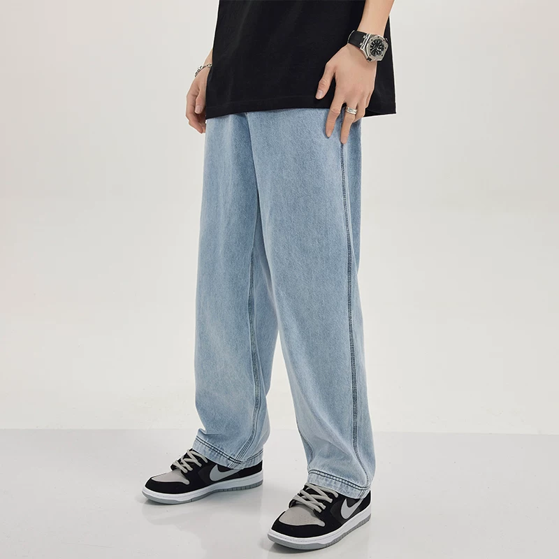 Quần jean nam kiểu Mỹ cổ điển, bền chắc, thương hiệu thời thượng, dáng rộng ống thẳng, quần dài màu trơn, phong cách công sở, kiểu dáng núi non.