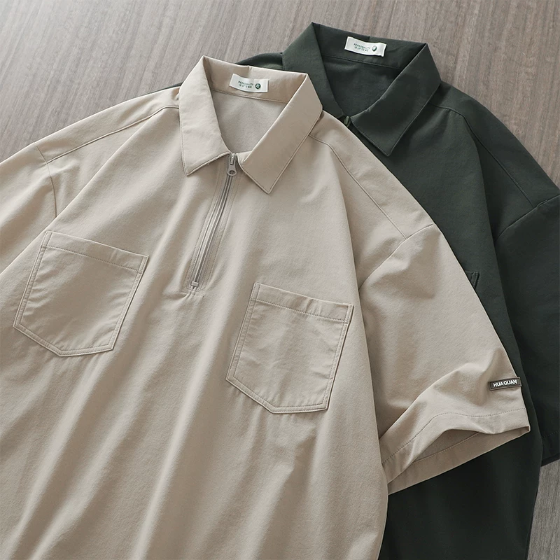 Áo sơ mi POLO cổ điển phong cách núi OMZM dành cho nam, áo sơ mi ngắn tay mùa hè hợp thời trang có túi đựng đồ đi làm kiểu Nhật Bản