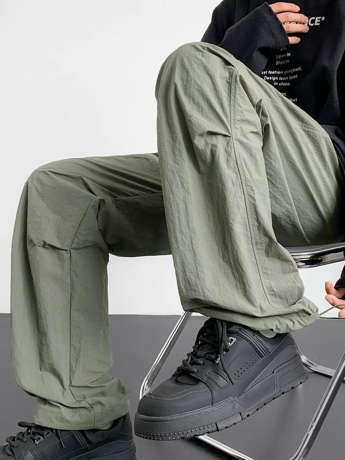 Quần dù khô nhanh kiểu Mỹ OMZM dành cho nam, mùa xuân và mùa thu, quần jogger có dây rút, quần bảo hộ lao động ngoài trời, quần thể thao thông thường tiện dụng