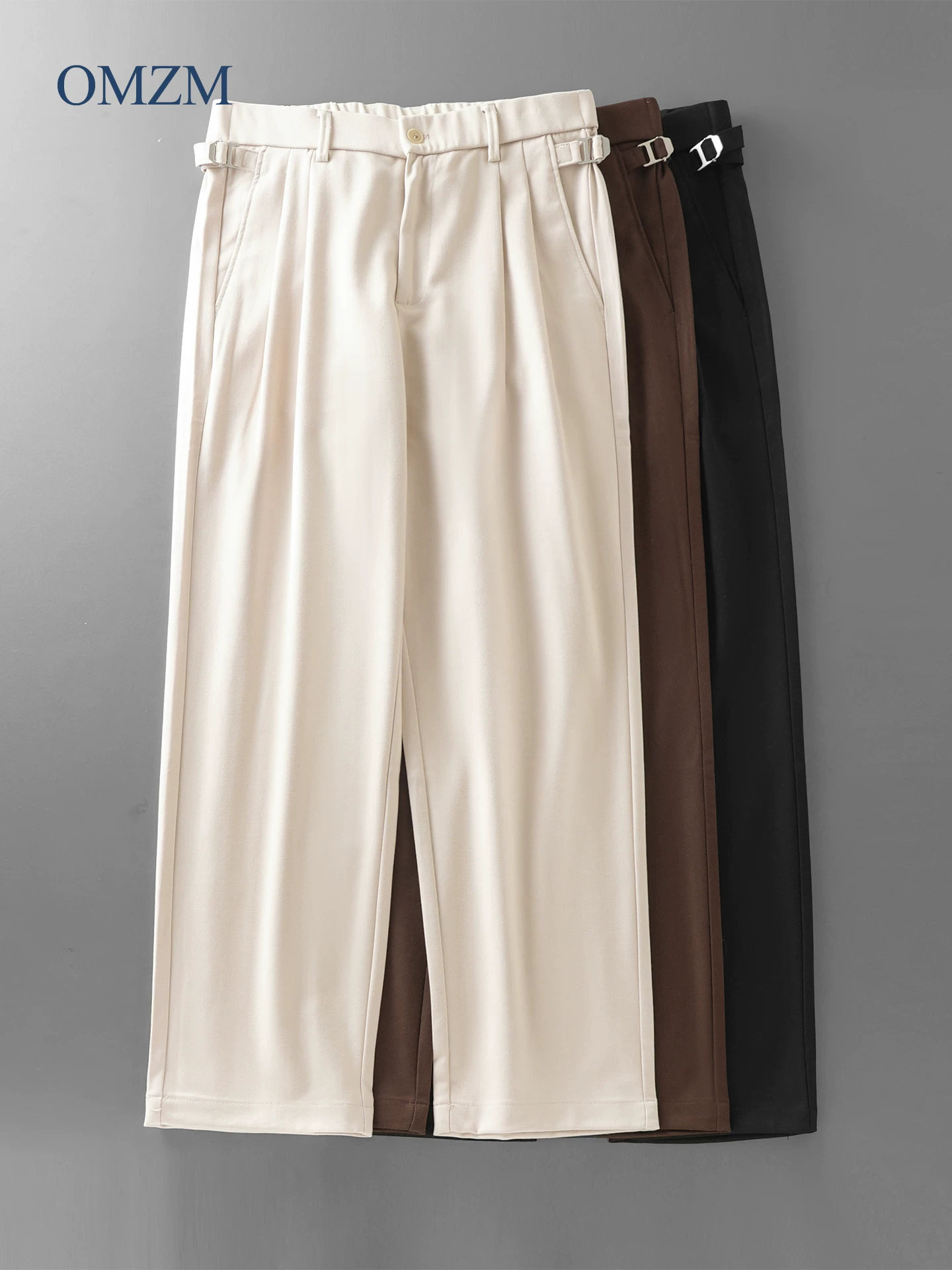 Quần dài thẳng kiểu Mỹ của OMZM dành cho nam, quần dài ấm áp mùa thu đông, quần thể thao đạp xe ngoài trời, quần thể thao rộng rãi thông thường.