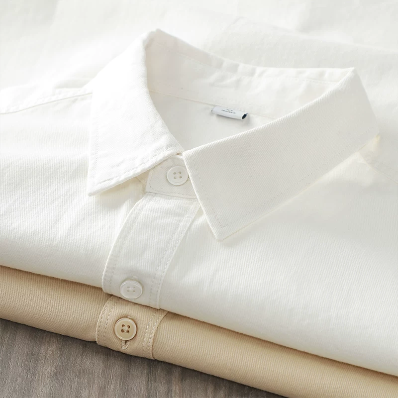 OMZM Áo sơ mi ngắn tay bằng cotton nguyên chất hạng nặng kiểu Mỹ dành cho nam, thương hiệu hợp thời trang mùa hè, trang phục công sở cao cấp, áo sơ mi trắng giản dị kiểu Nhật