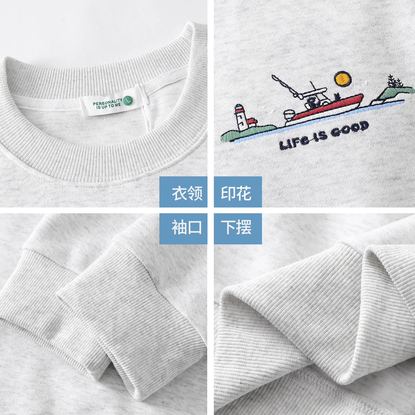 Áo nỉ thêu nặng OMZM dành cho nam, áo khoác không mũ trùm đầu kiểu dáng rộng rãi phong cách Mỹ mùa thu dành cho các cặp đôi