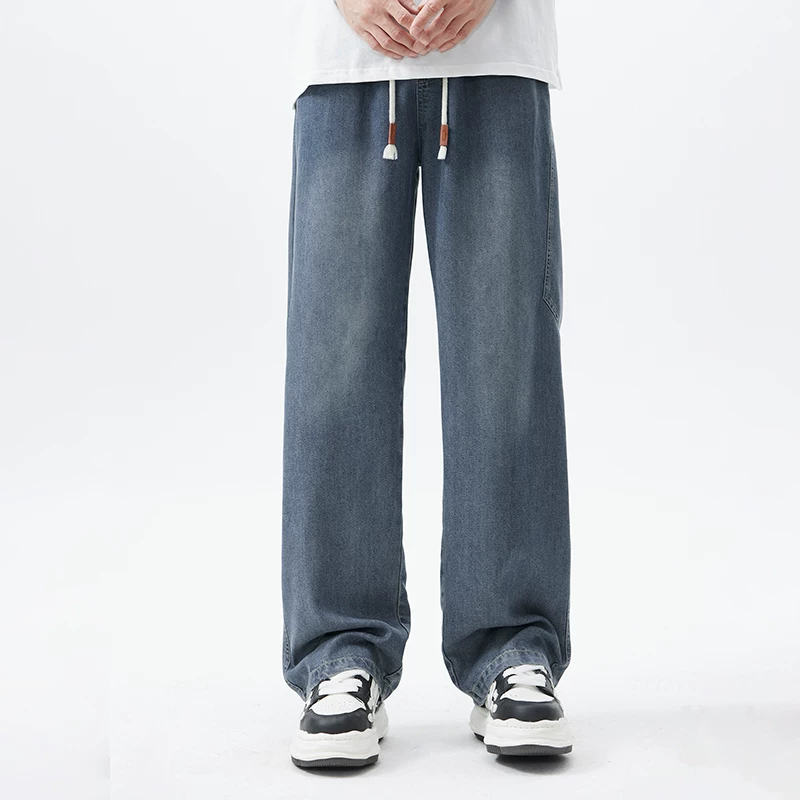 Quần jean thẳng kiểu Mỹ Celar Tencel dành cho nam, quần ống rộng dáng loe mùa xuân mới 2025, quần kiểu retro thường ngày