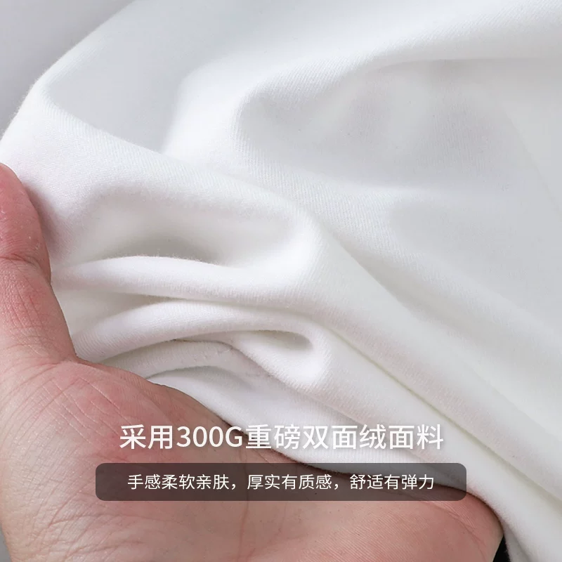 OMZM Áo thun dài tay cổ cao nửa cổ phong cách Mỹ 300G dành cho nam, áo sơ mi màu trơn dáng rộng mùa thu, áo nỉ hai mặt