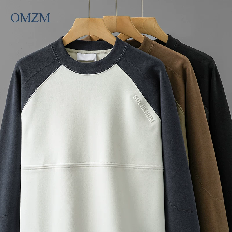 Áo nỉ dày dặn OMZM420G dành cho nam, mẫu mới mùa đông 2024, dày dặn ấm áp, kiểu dáng áo len chui đầu, tay raglan kháng khuẩn 7A