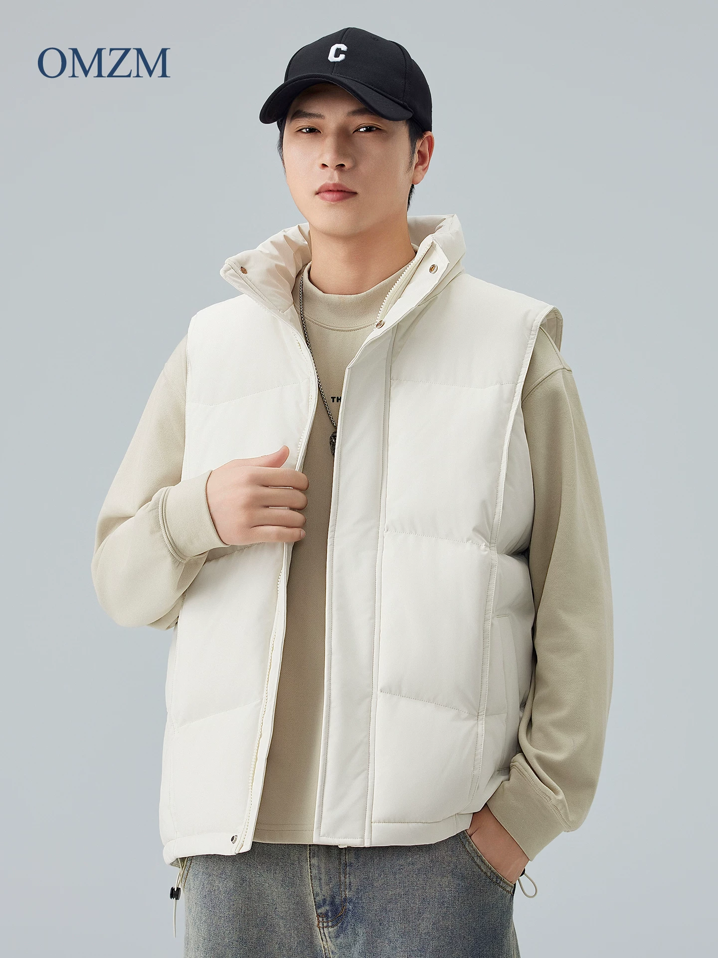 Áo vest cotton cổ đứng kiểu Mỹ OMZM dành cho nam, áo khoác vest dày dặn ấm áp mùa đông, áo khoác bảo hộ lao động