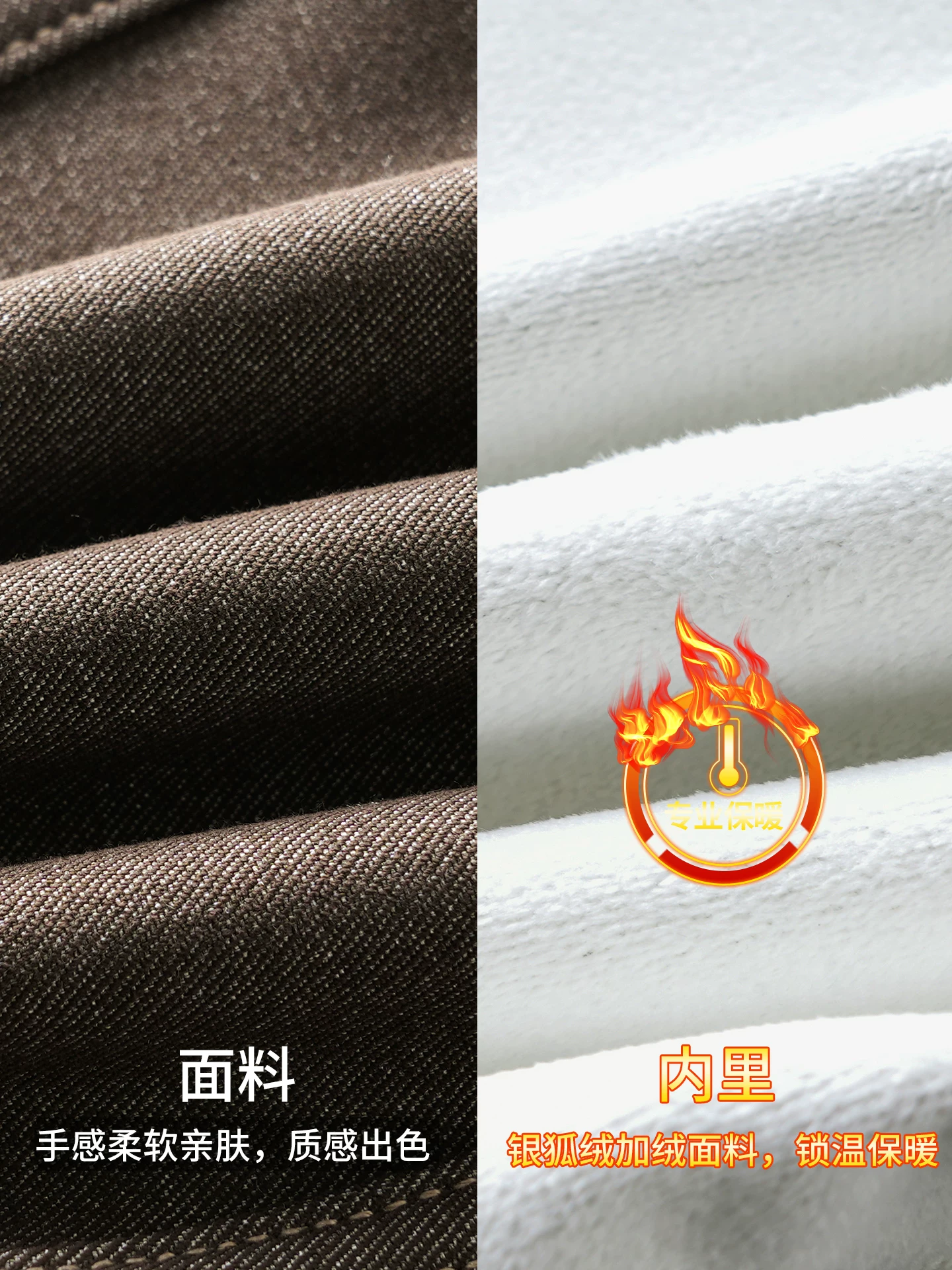 Quần denim lót lông cừu nặng OMZM480G dành cho nam, quần cargo ống rộng ống thẳng mùa thu đông, quần thường ngày dày dặn và ấm áp.