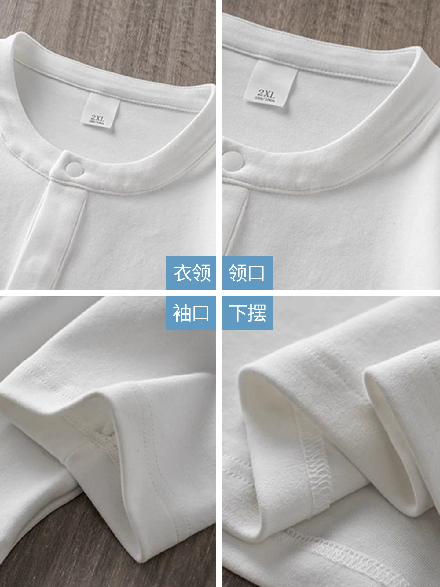 Áo thun cổ henley hạng nặng OMZM300G dành cho nam, tay dài, áo nỉ đơn giản phong cách Mỹ mùa thu, áo sơ mi trắng phong cách tiền cổ điển.