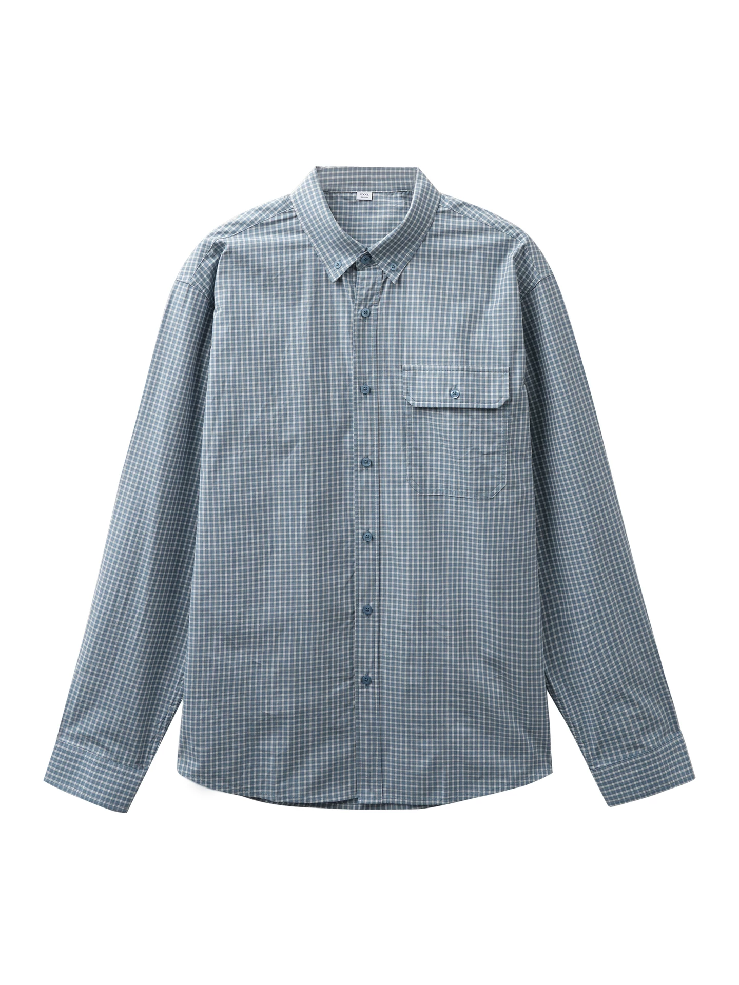Áo sơ mi kẻ sọc cotton nguyên chất OMZM dành cho nam, áo sơ mi dài tay dáng rộng phong cách Nhật Bản mùa thu, áo khoác kẻ sọc màu xanh phong cách lười biếng