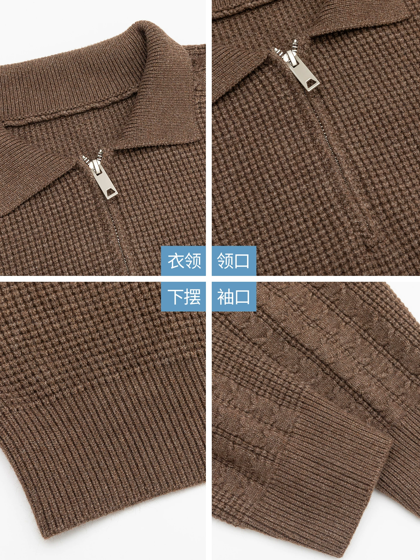 Áo len nửa khóa kéo hạng nặng OMZM800G dành cho nam, áo len cổ trụ dệt kim màu trơn phong cách retro Mỹ mùa thu