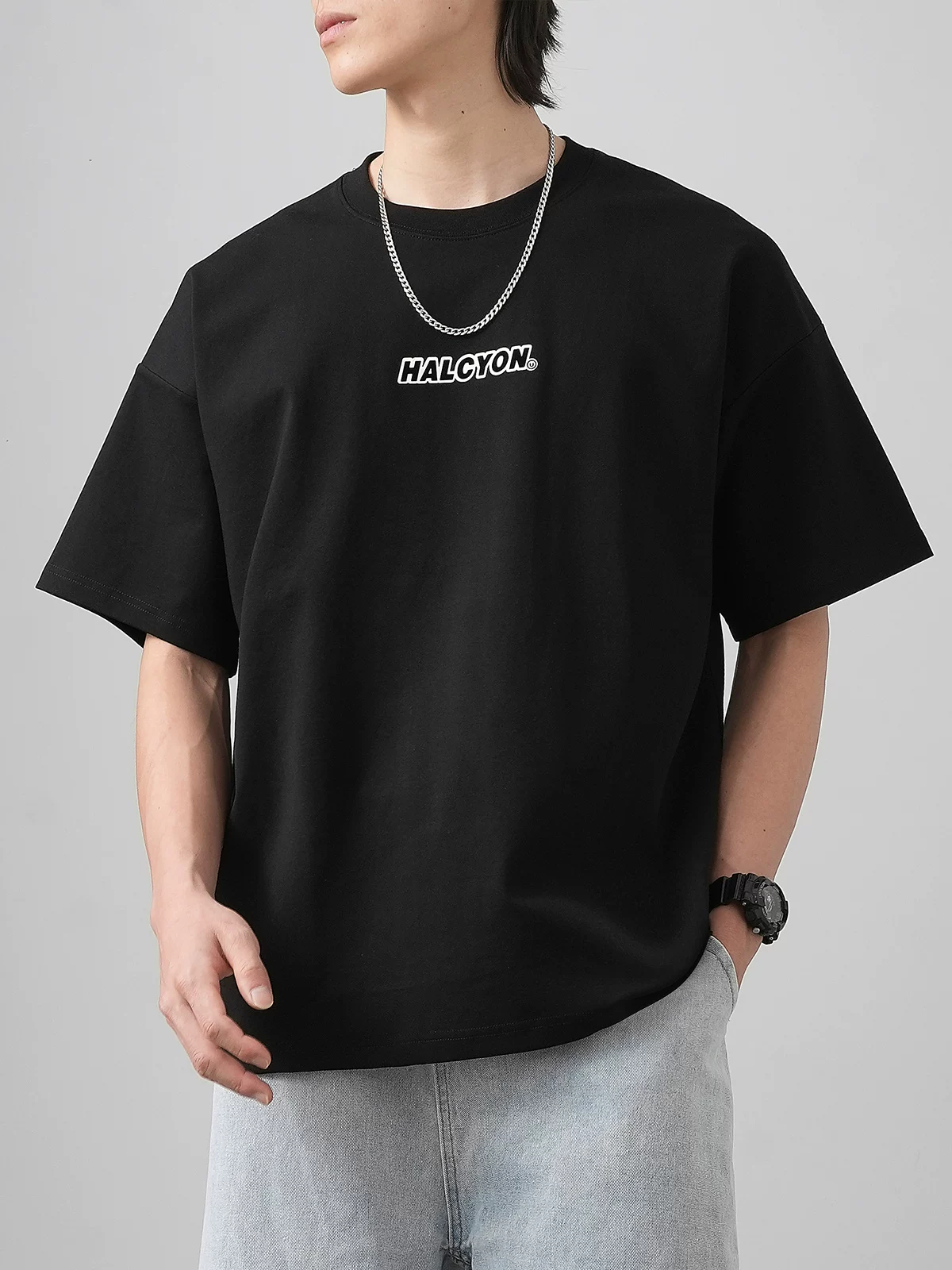 [Chất liệu cotton hai mặt] Áo thun ngắn tay hạng nặng 250g kiểu Mỹ dành cho nam, áo thun in chữ thương hiệu hợp thời trang mùa hè, cổ tròn nửa tay