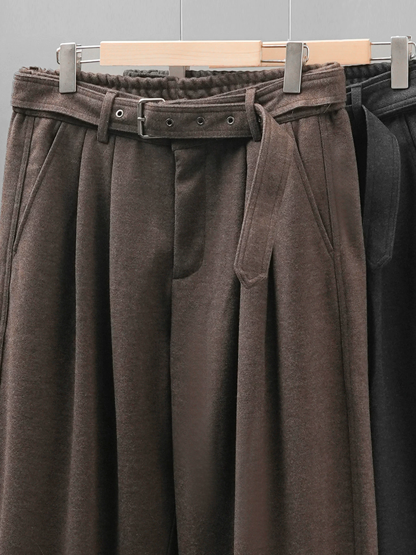 Quần âu ống đứng bằng len OMZM dành cho nam, quần ống rộng dày dặn giữ ấm mùa đông, quần cargo dáng rộng thoải mái Melard.