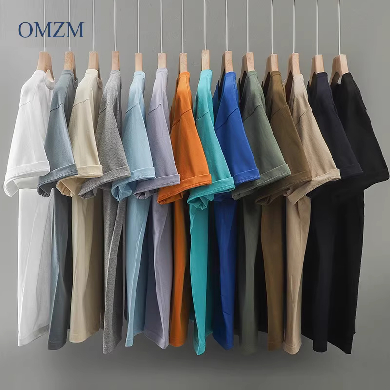 Áo thun cotton nguyên chất hạng nặng 260g kiểu Mỹ dành cho nam, tay ngắn, dáng rộng, cổ tròn, dày, cổ nhỏ, màu trắng trơn mùa hè, tay lửng.