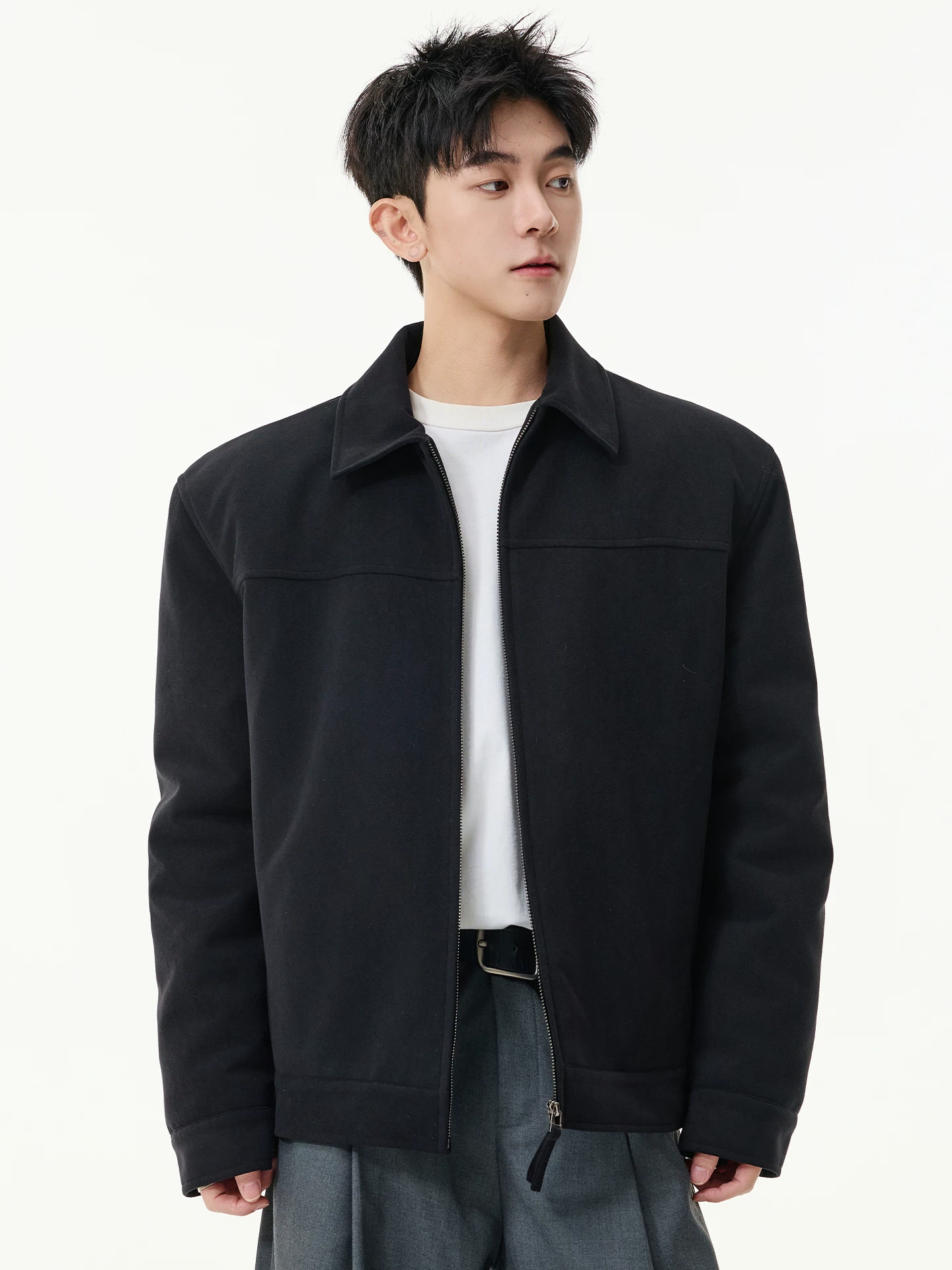 Áo khoác cotton da lộn kiểu Mỹ OMZM dành cho nam, phong cách cổ điển mùa đông, áo khoác cotton dày dặn và ấm áp với cổ áo lật và dáng rộng.