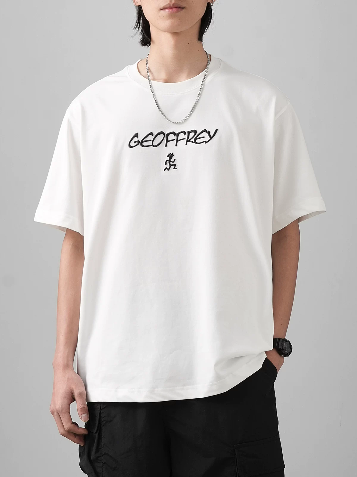 【Little Savage Embroidery】Áo thun ngắn tay hạng nặng 240G dành cho nam, Áo thun nửa tay cổ tròn bằng cotton Summer Island