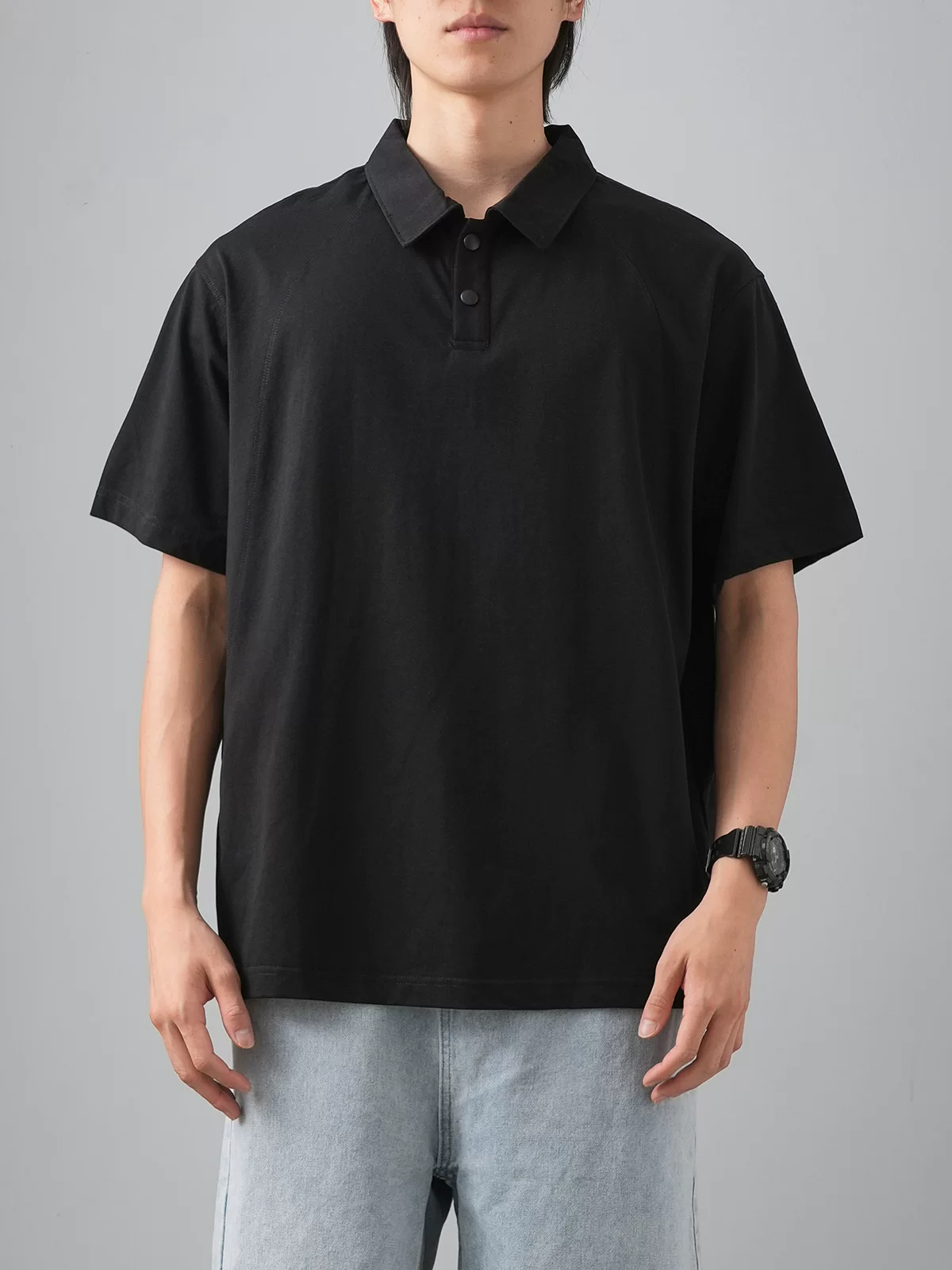 Áo sơ mi Solona POLO phong cách Mỹ mát mẻ ngắn tay dành cho nam mùa hè áo thun dáng rộng có cổ chống nắng kháng khuẩn màu trơn nửa tay