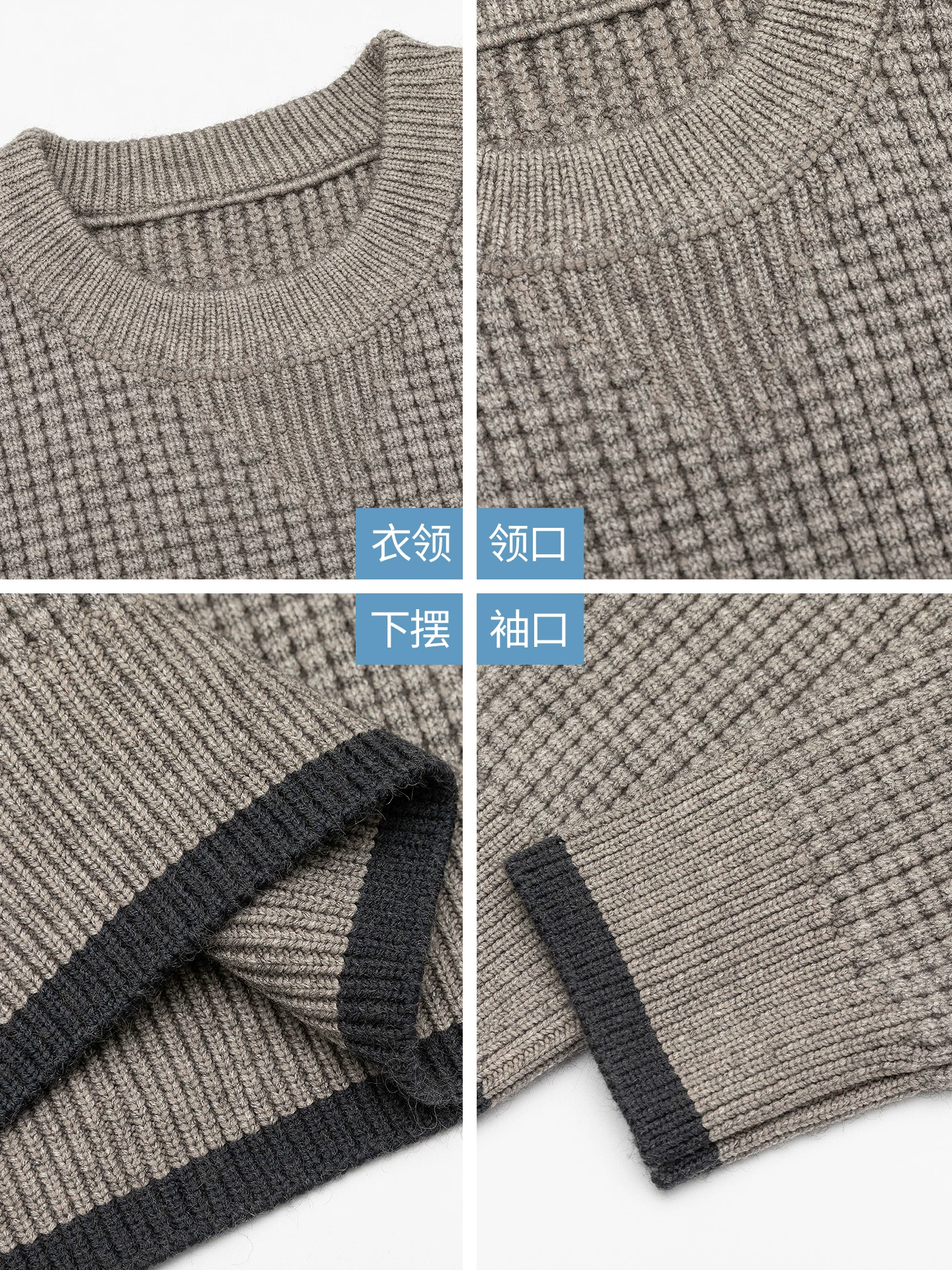 Áo len cổ tròn hạng nặng OMZM750G dành cho nam, áo len dệt kim dày dặn ấm áp mùa đông, áo len dệt kim phong cách retro lười biếng kiểu Mỹ.