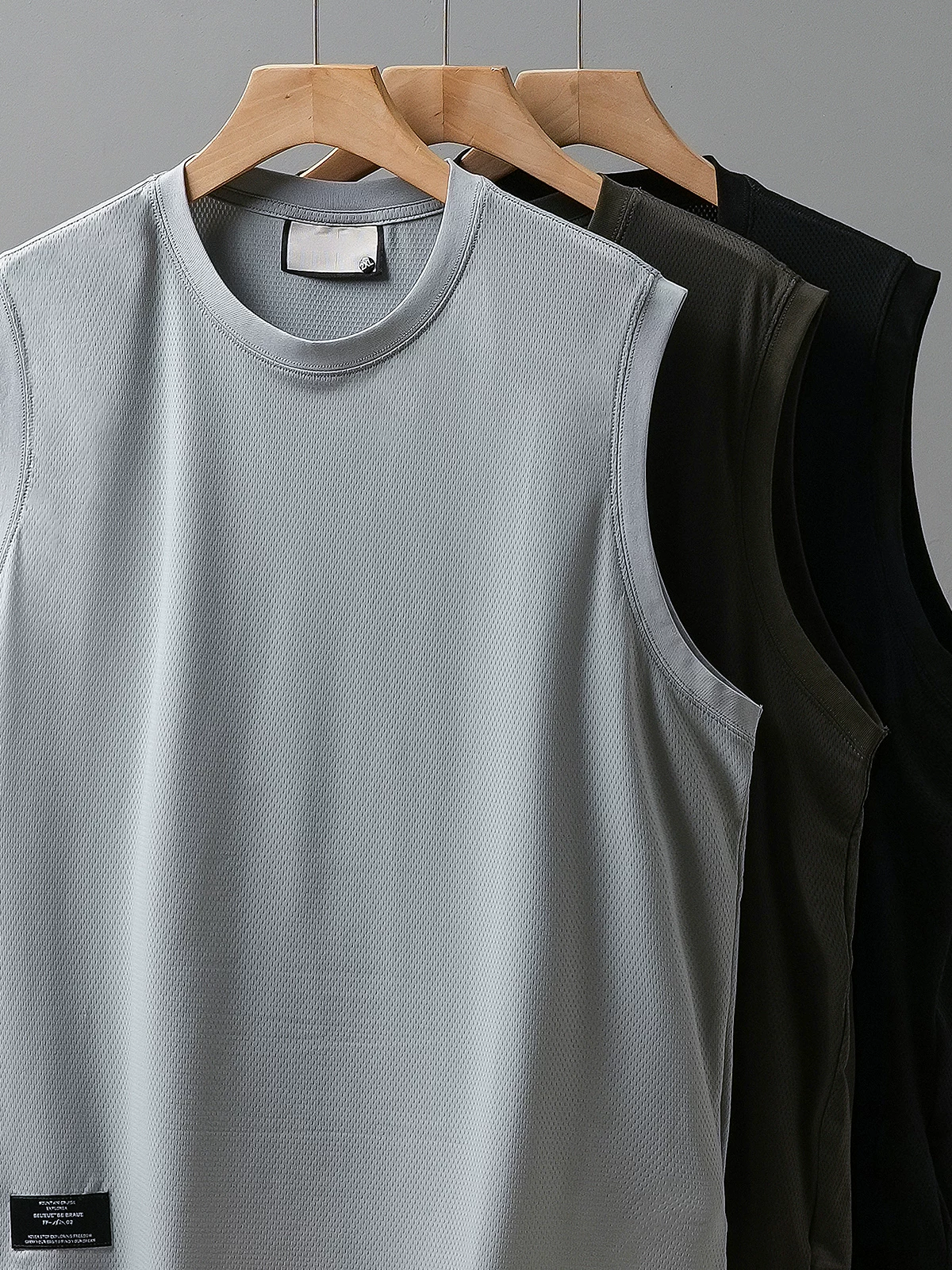 Áo ba lỗ lưới lụa đá kiểu Mỹ làm mát bằng nylon dành cho nam, áo thun không tay mỏng nhanh khô mùa hè, áo lót thể thao vượt rào