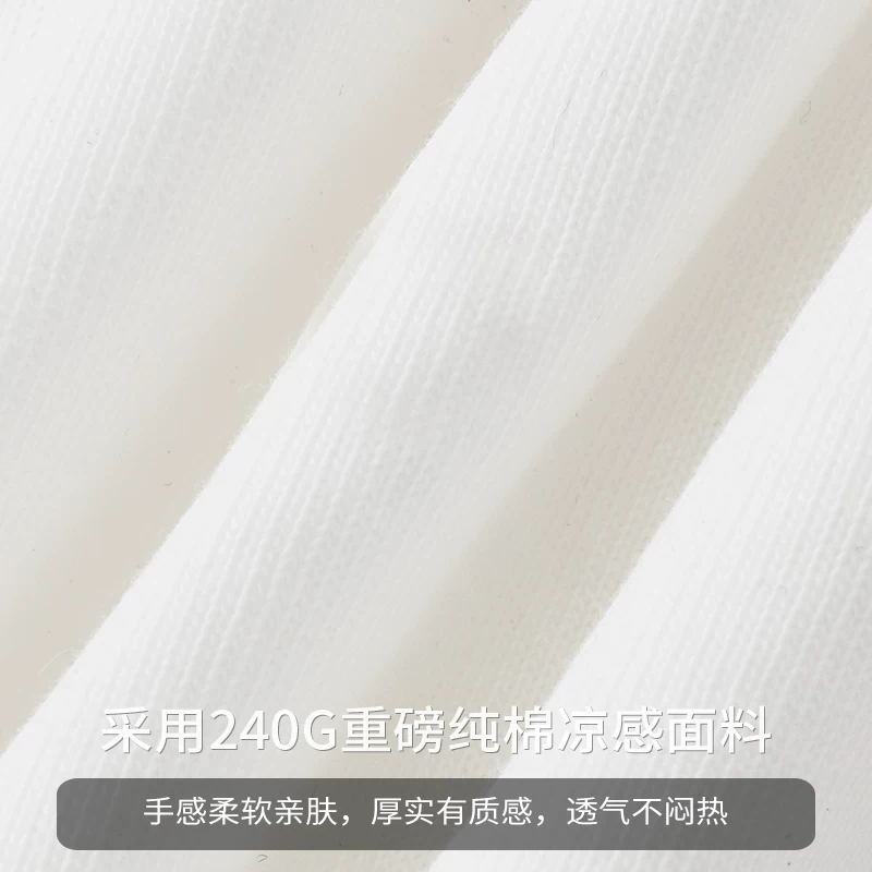 Áo thun nam OMZM Cool Feeling 280G chất liệu cotton nguyên chất dày dặn, tay ngắn, kiểu dáng rộng rãi, in họa tiết, cổ tròn, vai thường, mùa hè