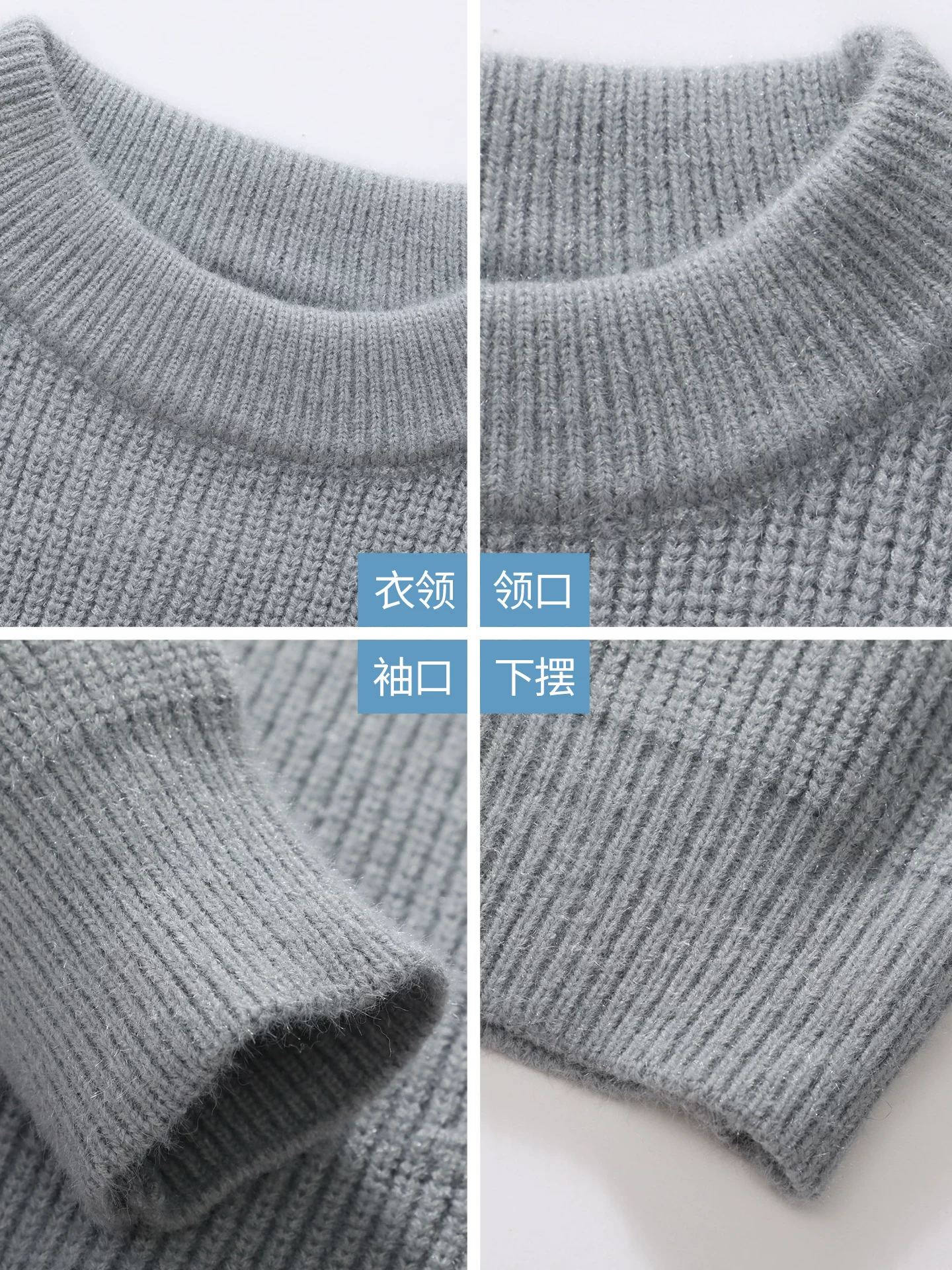 OMZM810G hạng nặng áo len chắp vá nam mùa đông phong cách Mỹ dày dặn đan cổ tròn dệt kim màu trơn áo thun ấm áp