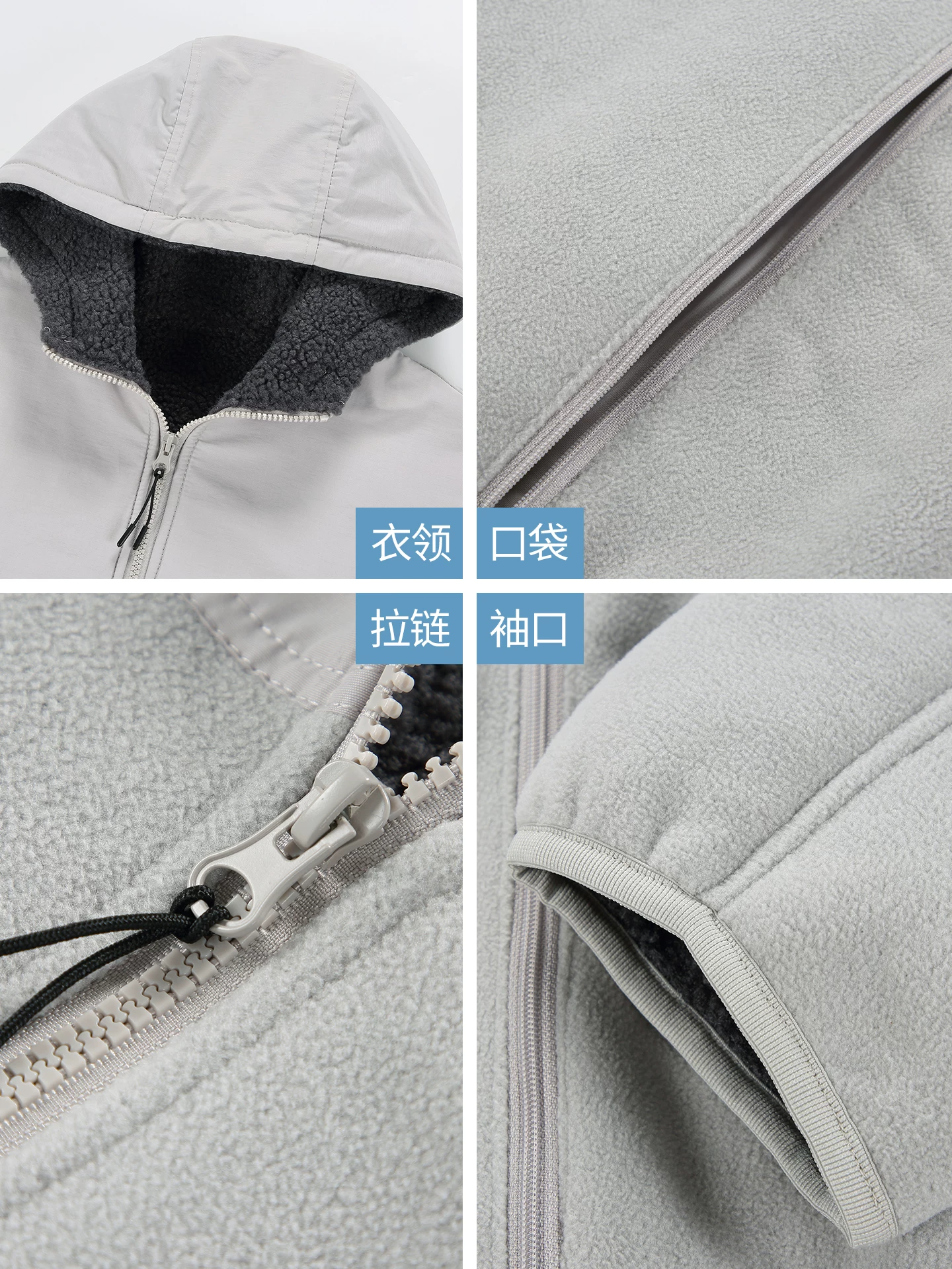 Áo khoác cotton có mũ trùm đầu bằng lông cừu OMZM dành cho nam giới trong mùa đông, lót lông cừu và dày dặn, áo len cardigan phối màu, lông cừu hai mặt, áo khoác cardigan ấm áp
