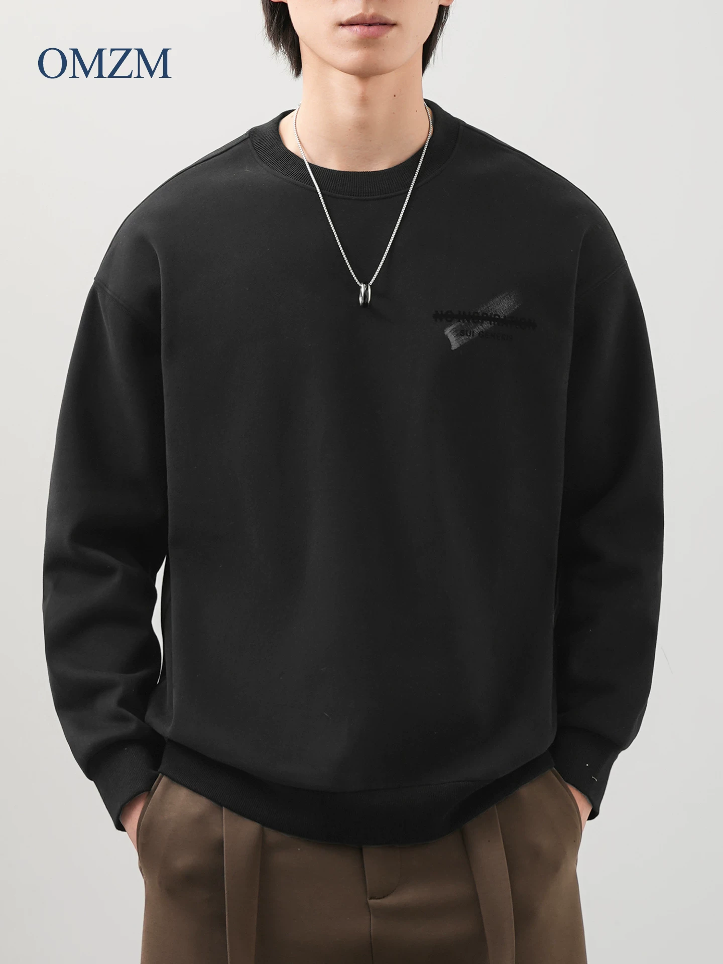 Áo nỉ lông cừu hạng nặng OMZM dành cho nam, lớp bên trong dày dặn ấm áp mùa đông, áo khoác in chữ cổ điển kiểu Mỹ.