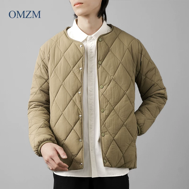 Áo khoác cotton chần bông OMZM dành cho nam, áo khoác cotton dày dặn ấm áp mùa thu đông, áo khoác cotton lót nhẹ nhiều lớp kiểu cổ điển.