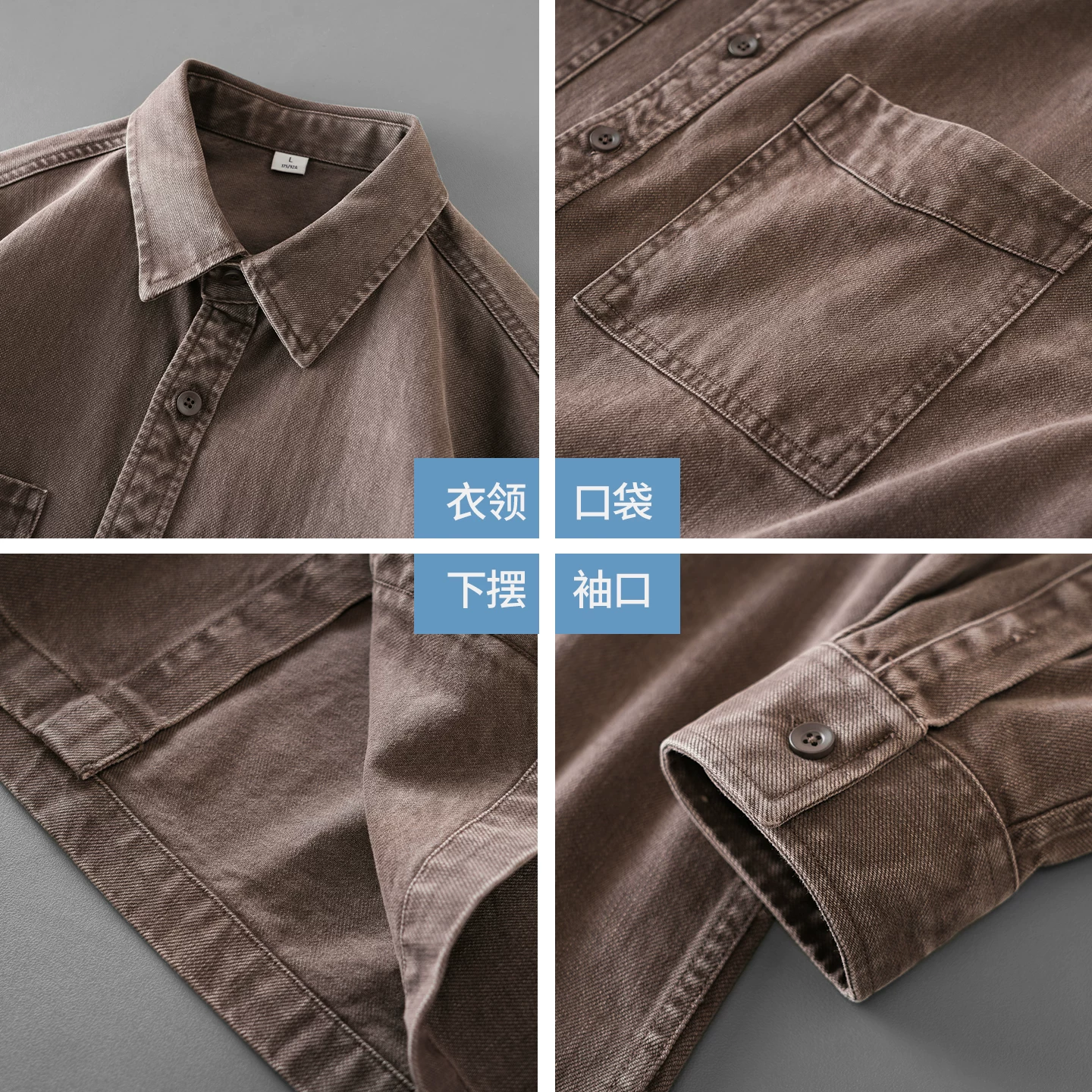 Áo khoác sơ mi công sở kiểu Mỹ OMZM dành cho nam, áo sơ mi cotton thuần cotton cổ điển mùa thu, áo khoác dáng rộng cao cấp