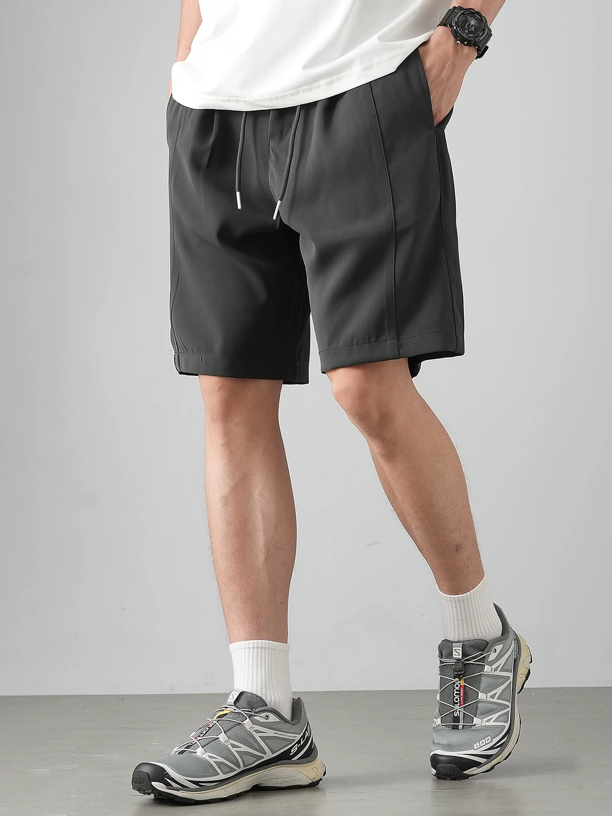 Quần short lụa làm mát công nghệ OMZM dành cho nam, quần short thể thao mỏng nhanh khô mùa hè, quần short bóng rổ thẳng rộng.