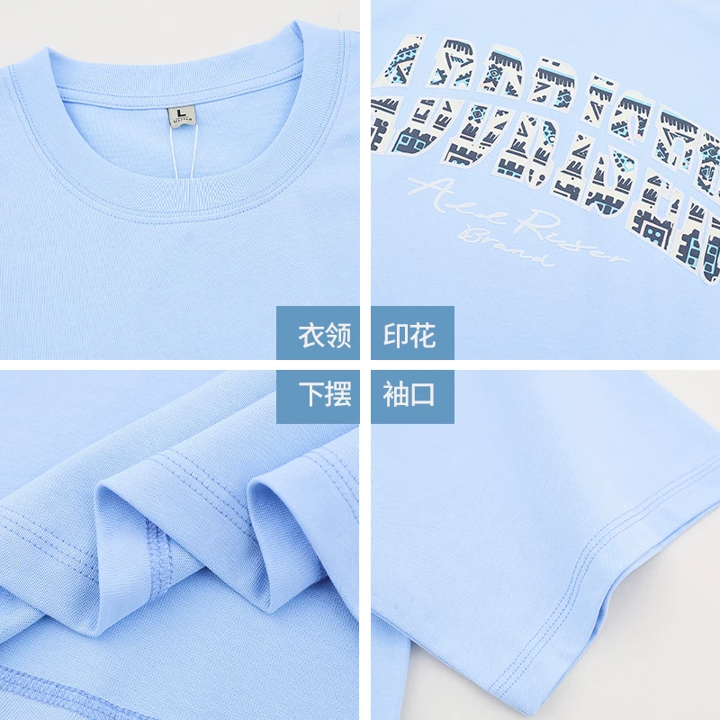 Áo thun ngắn tay bằng cotton nguyên chất hạng nặng OMZM280G dành cho nam, áo thun ngắn tay in chữ phong cách Mỹ mùa hè dành cho giới trẻ thường xuyên
