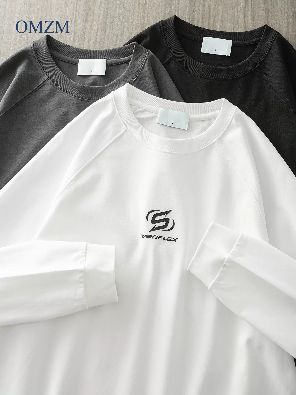 【Tay áo Raglan】Áo thun dài tay bằng cotton nặng 320G kiểu Mỹ dành cho nam, áo len cổ tròn dáng rộng in chữ mùa thu