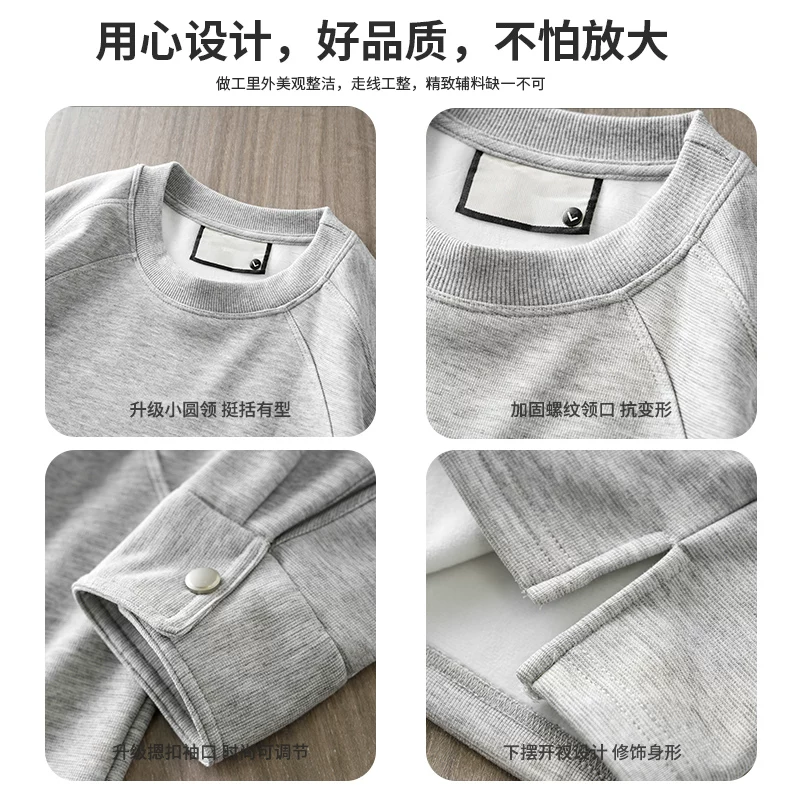 Áo len nỉ hạng nặng OMZM360G dành cho nam, áo khoác dày dặn giữ ấm bằng lông cáo bạc mùa đông với tay áo dài và cổ tay áo thời trang.