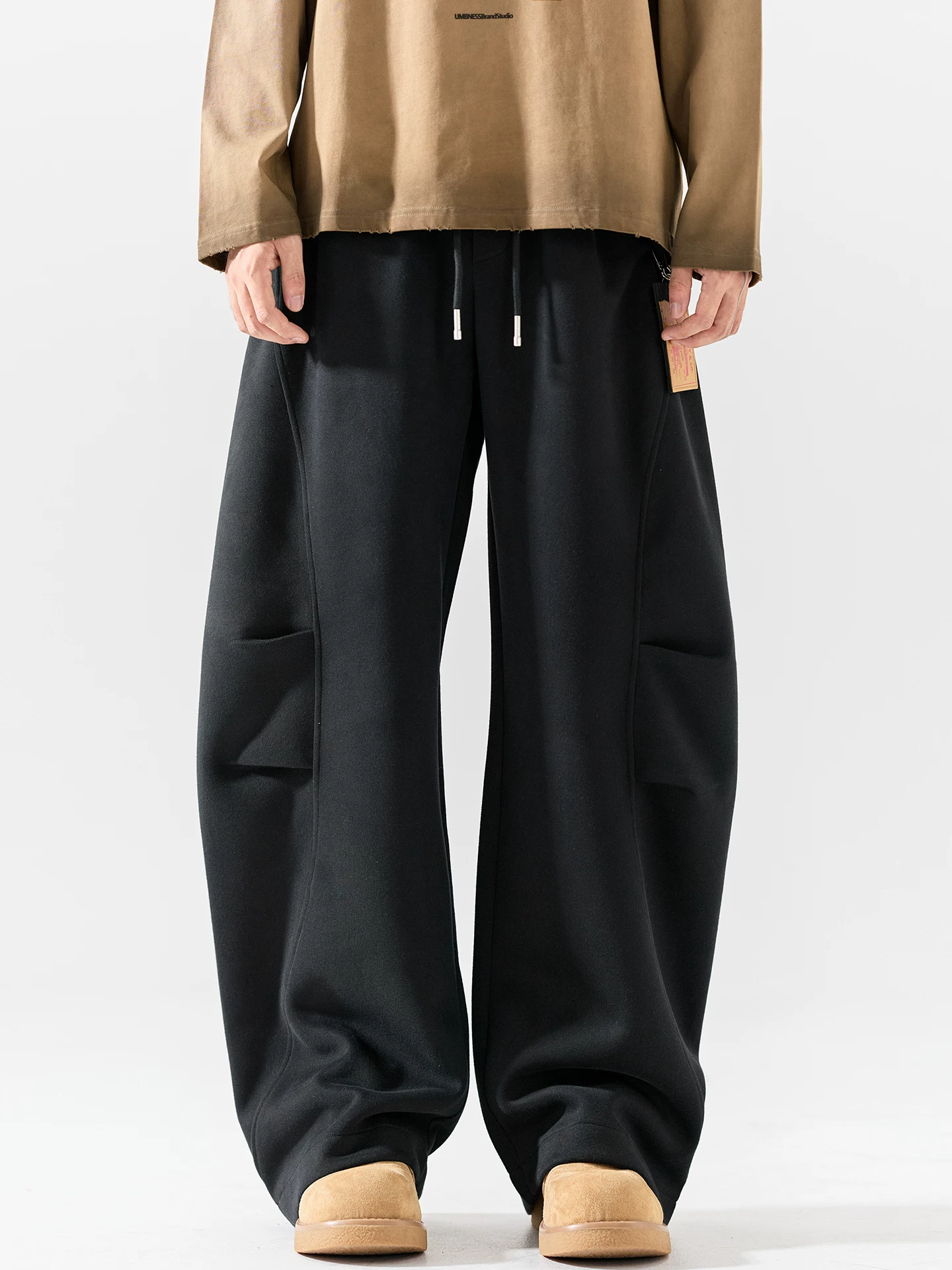 Quần lính dù hạng nặng OMZM400G dành cho nam, quần thể thao màu trơn phong cách Mỹ mùa thu, quần cargo ống thẳng rộng rãi