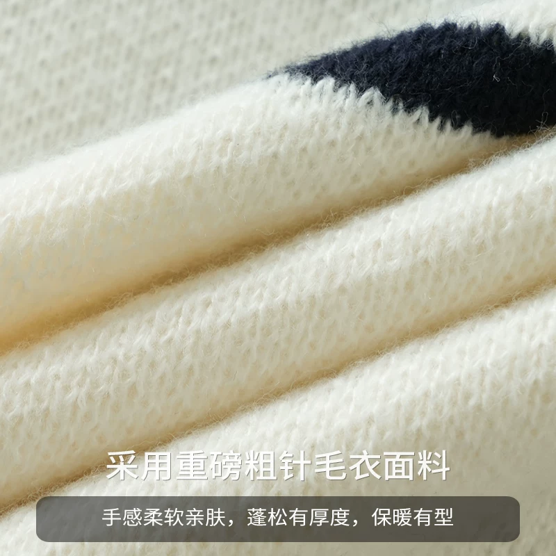 Áo len cardigan sọc dày OMZM dành cho nam, mùa đông 2024, chất liệu dệt kim dày dặn có khóa kéo, áo khoác ấm áp, phong cách thường ngày