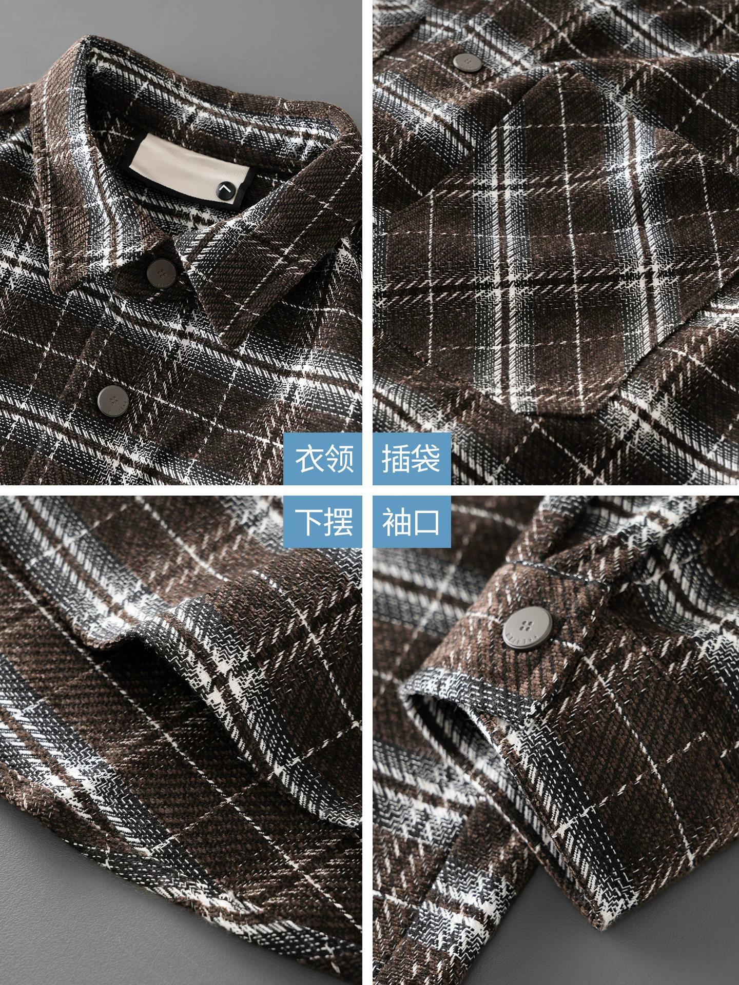 Áo sơ mi dài tay kẻ sọc kiểu Mỹ OMZM dành cho nam, áo sơ mi dáng rộng có túi cổ điển mùa thu, áo khoác oversized có cổ màu sắc tương phản