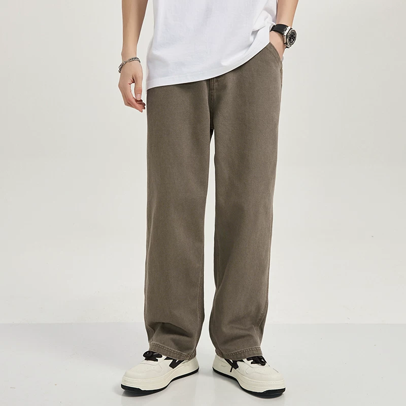 Quần jean nam kiểu Mỹ cổ điển, bền chắc, thương hiệu thời thượng, dáng rộng ống thẳng, quần dài màu trơn, phong cách công sở, kiểu dáng núi non.