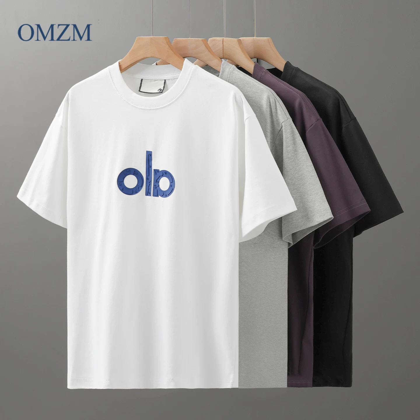 Áo thun ngắn tay bằng cotton mềm mại OMZM50 dành cho nam giới trong mùa hè, áo thun nửa tay in chữ kiểu Mỹ bằng vải lụa mát lạnh