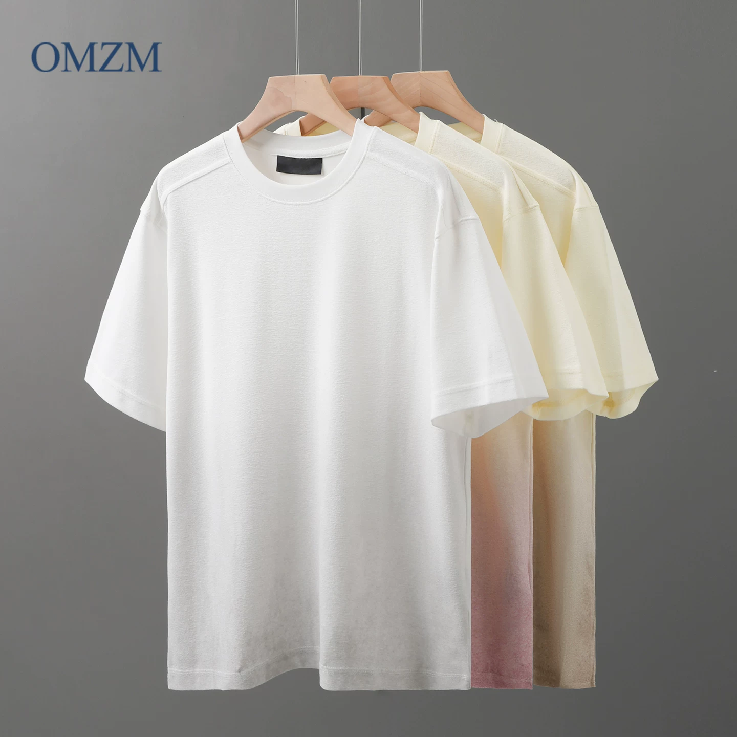 Áo thun ngắn tay batik hạng nặng OMZM300G dành cho nam, áo thun cặp đôi dáng rộng nửa tay phong cách Mỹ mùa hè cao cấp